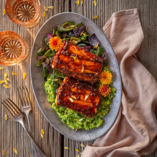 Fish with Poblano Red Onion Saute