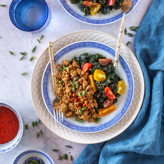 Asian Ground Turkey & Sesame Kale