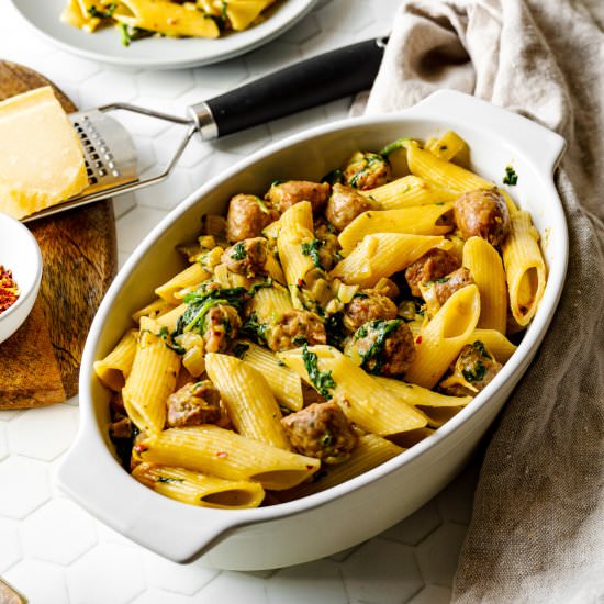 Creamy Spinach Sausage Pasta