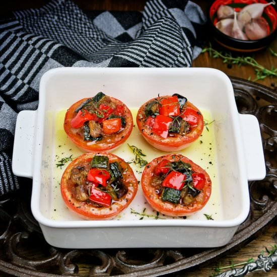 Ratatouille stuffed tomatoes