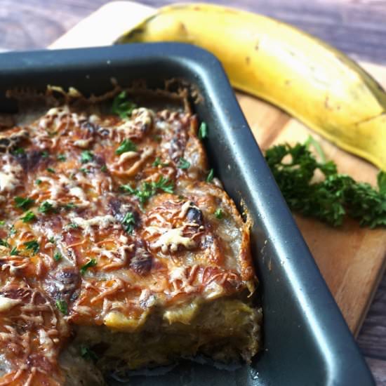 Plantain and Mushrooms Gratin