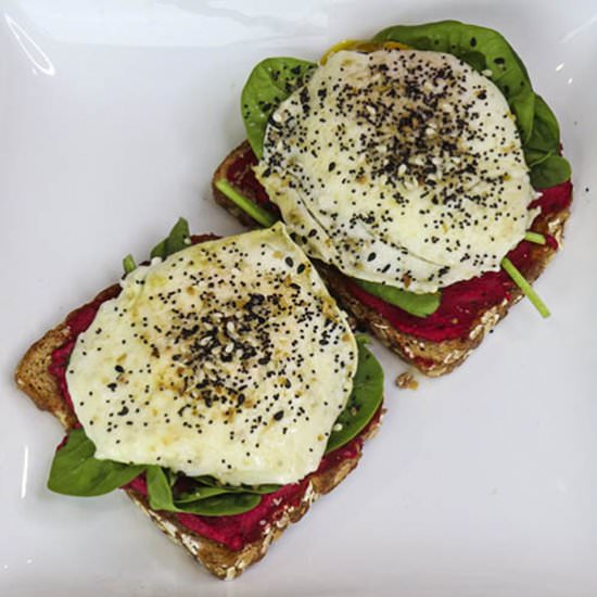 Everything Bagel Beet Hummus Toast