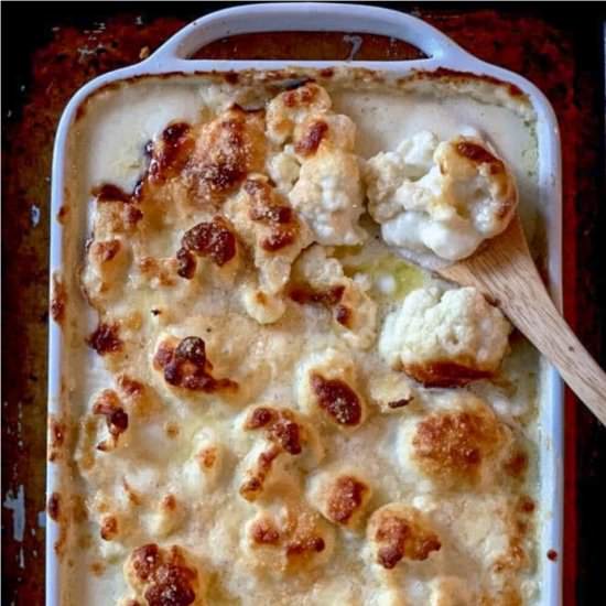 Three Cheese Cauliflower Gratin
