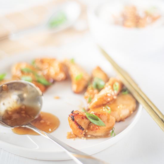 Baked crispy honey sesame chicken