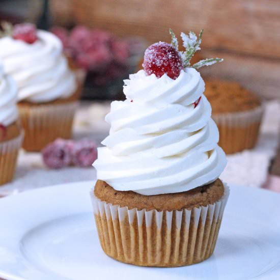 Cranberry Stuffed Pumpkin Cupcakes