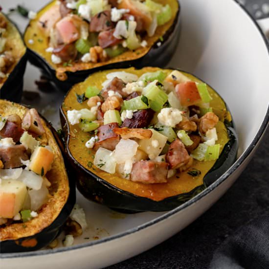 Sausage Apple Stuffed Acorn Squash