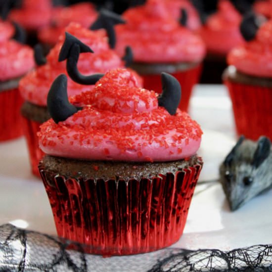 Malted Chocolate Devil Cupcakes