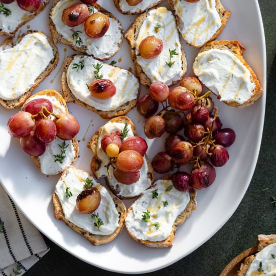 Whipped goat cheese crostini