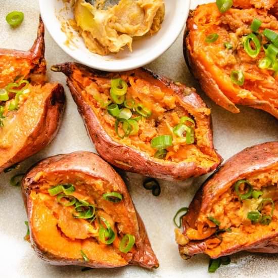 Baked Sweet Potatoes with Miso Butt