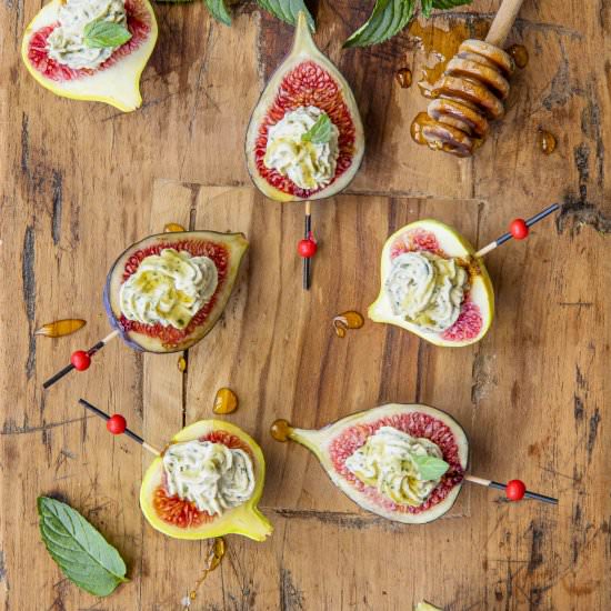 Figs with mint, mascarpone & honey