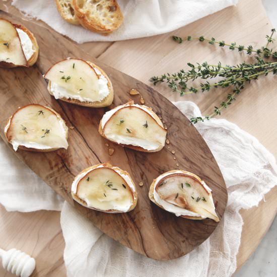 Pear & Whipped Goat Cheese Crostini