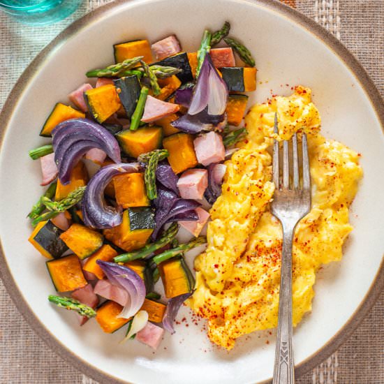 Ham, Asparagus Kabocha & Eggs