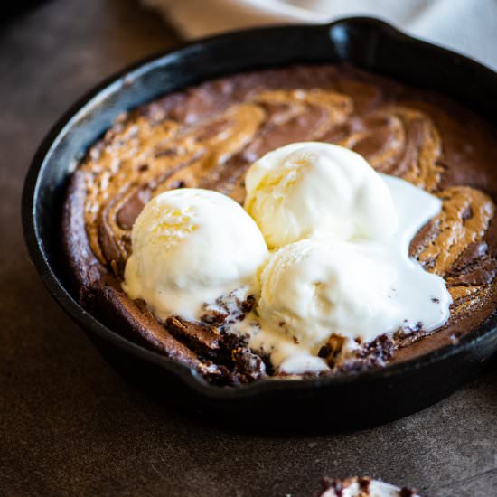 Peanut Butter Skillet Brownies