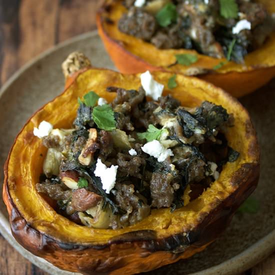 Stuffed red kuri squash