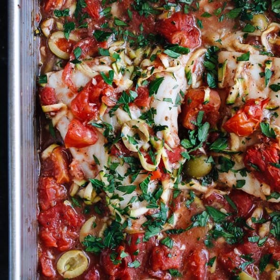 Baked Fish with Tomatoes & Olives