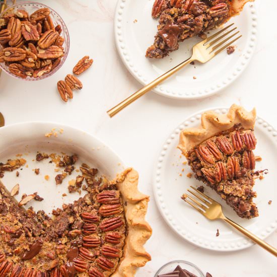 Maple Bourbon Pecan Pie w/Chocolate