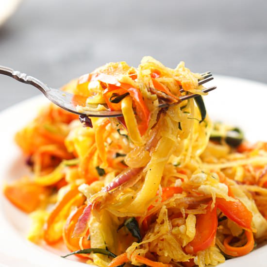 Veggie Noodles Recipe with Feta