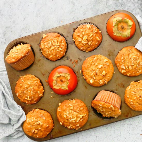 Persimmon Walnut Muffins