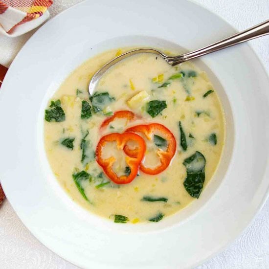 Cream of Spinach Soup with Potatoes
