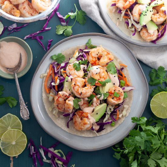 Shrimp Tacos with Sesame Slaw