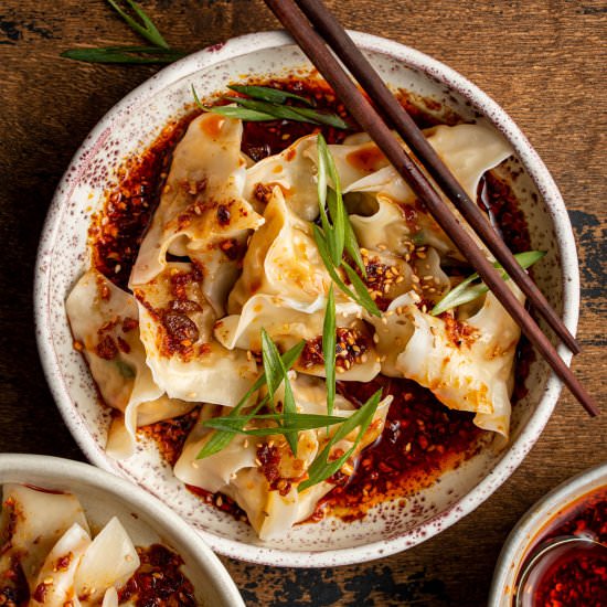 Chicken and squash wontons
