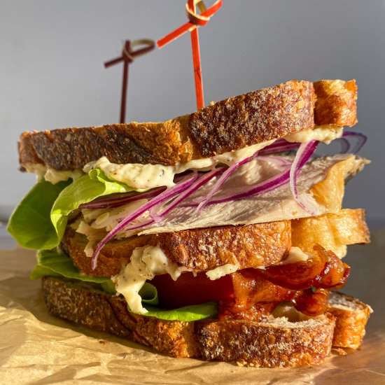Turkey Club With Pepper-Parm Mayo