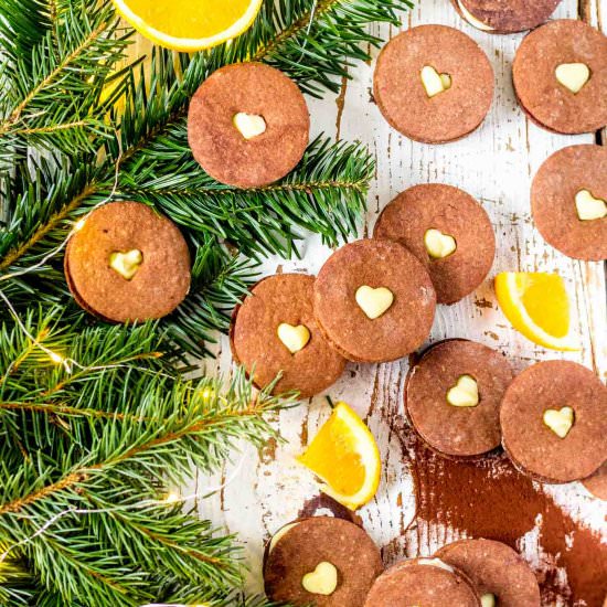 Linzer Cookies with Orange Ganache