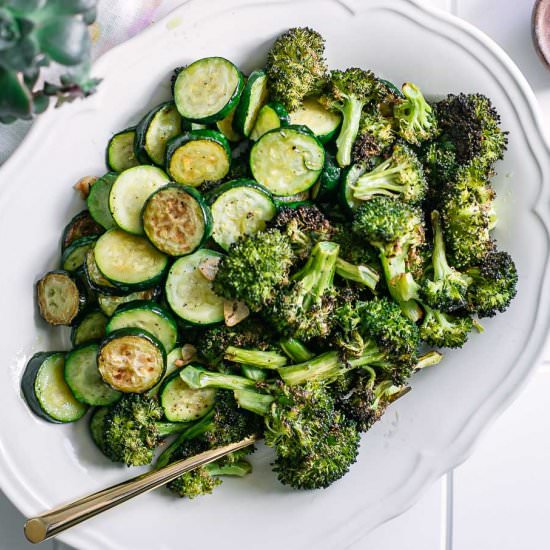 Roasted Zucchini and Broccoli