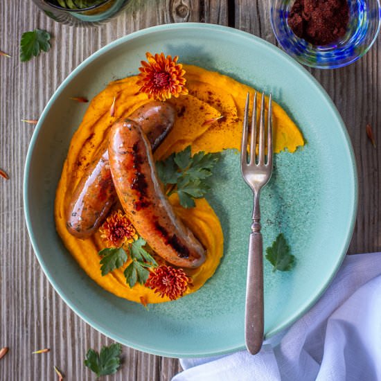 Sausage with Chipotle Kabocha Puree