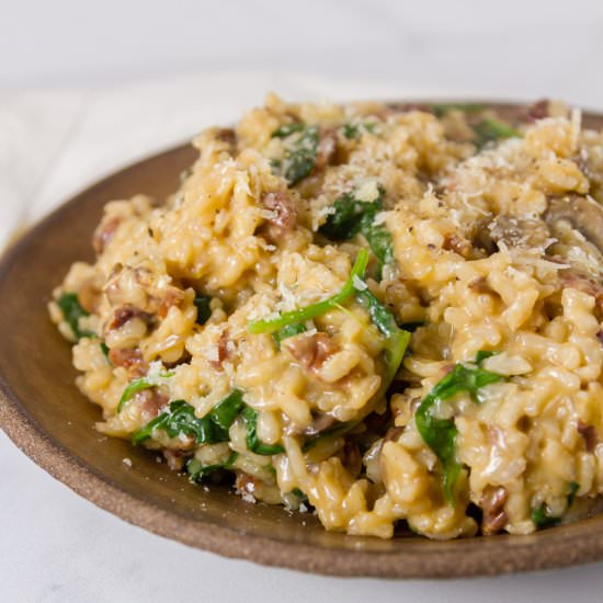 Mushroom Spinach Pecan Risotto