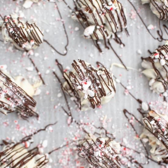 Peppermint Bark Almond Clusters