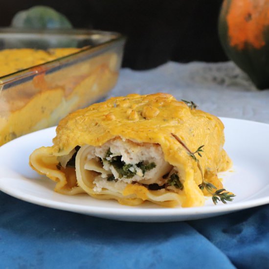 Squash and Kale Vegan Lasagna Rolls