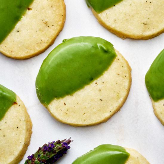 Matcha Lavender Shortbread Cookies