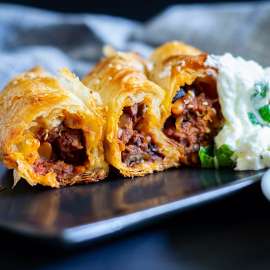 Black Garlic & Spiced Lamb Borek