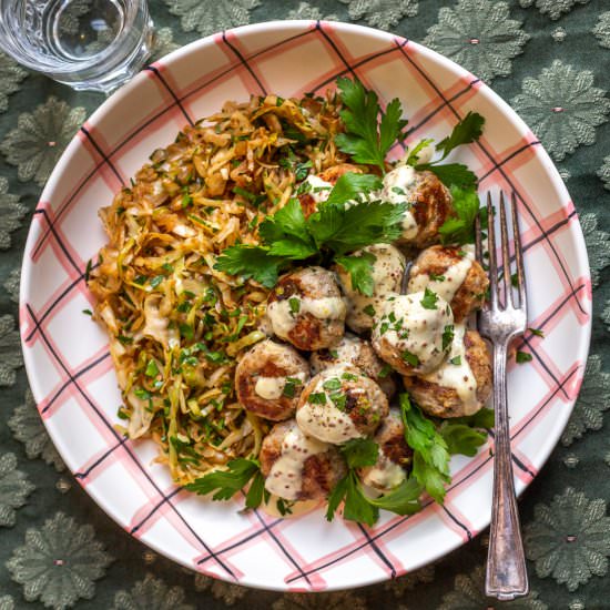 Bratwurst Meatballs with Mustard