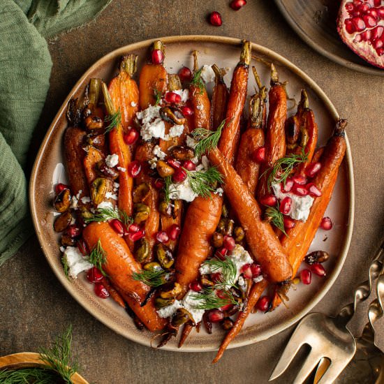 Pomegranate balsamic carrots