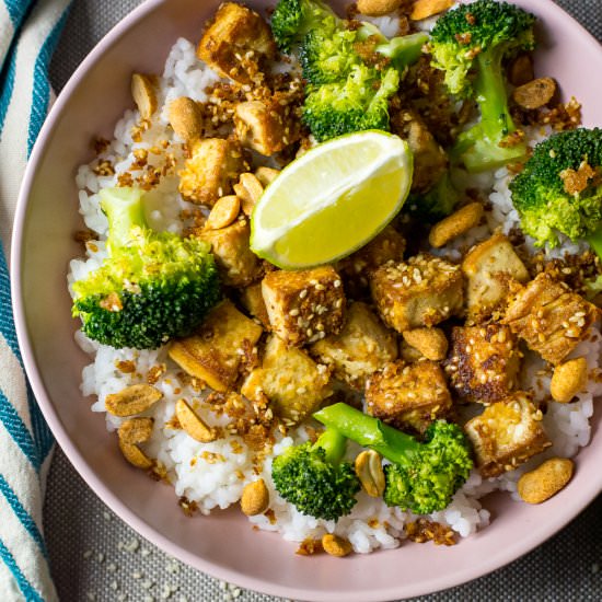 Sesame Tofu with Tahini Sauce
