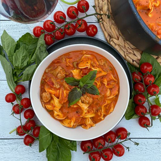 Sausage and Tortellini Tomato Soup