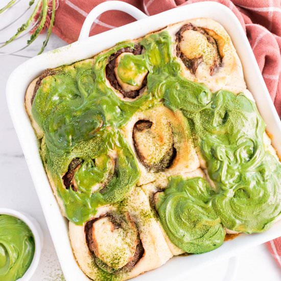 Matcha Red Bean Cinnamon Rolls