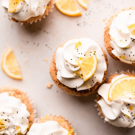 Lemon Poppyseed Angel Food Cupcakes