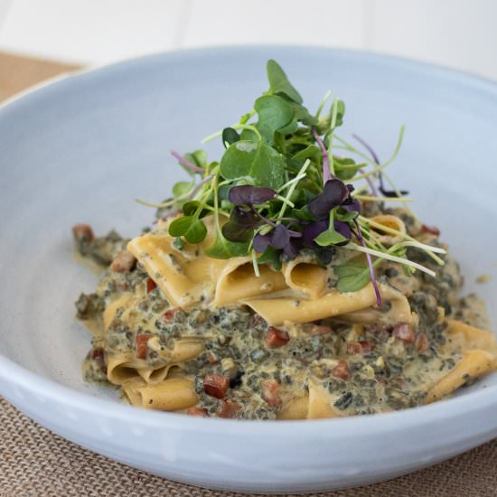 Creamy paua with pasta