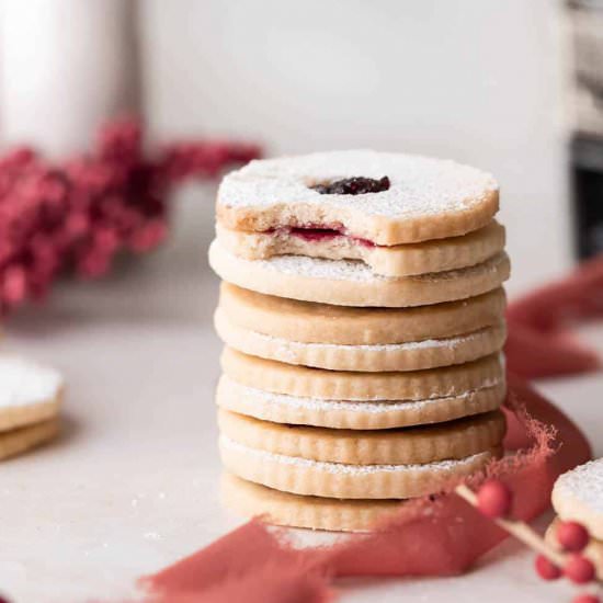 Cranberry Port Wine Linzer Cookies