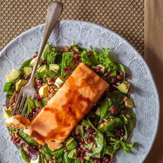 Balsamic Salmon Salad with Avocado