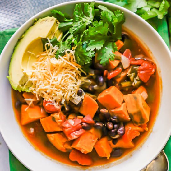 Sweet potato and black bean chili