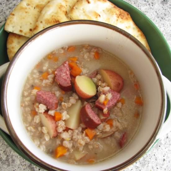 Slow Cooker Kielbasa Farro Soup