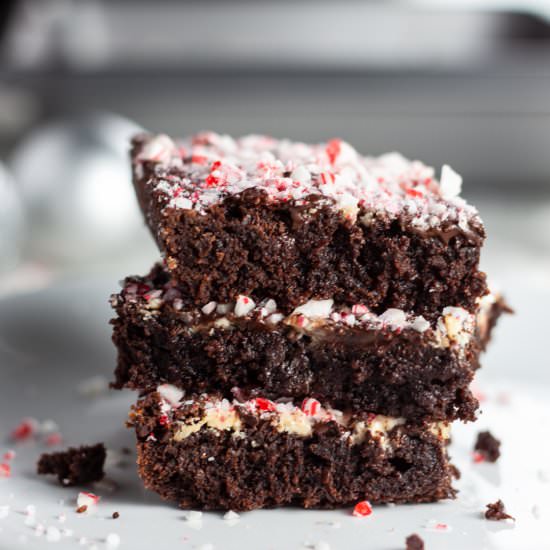 Hot Cocoa Peppermint Bark Brownies