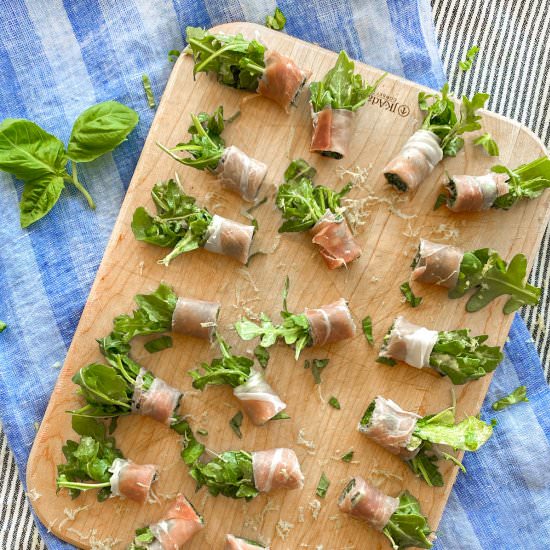 Prosciutto Wrapped Arugula Appetize