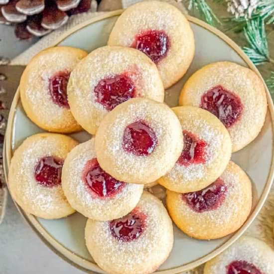 Raspberry Jam Thumbprint Cookies