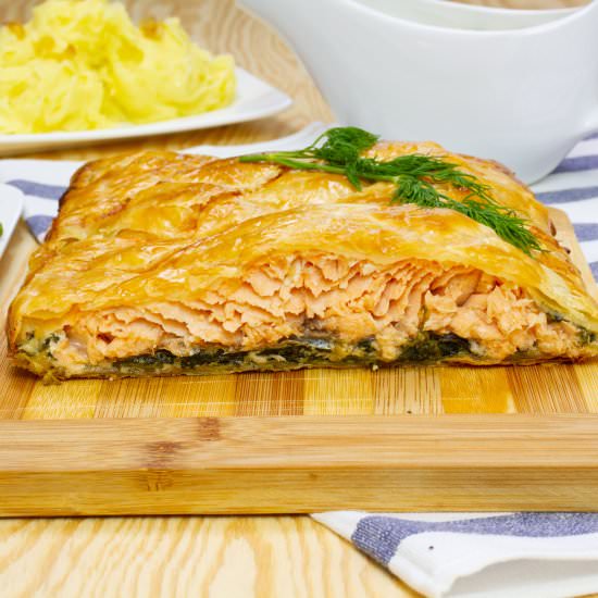 Salmon in puff pastry