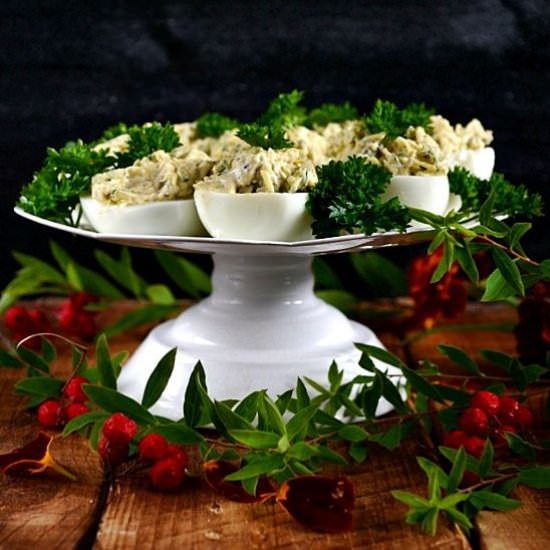 Eggs stuffed with zucchini